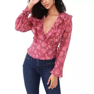 Free People Amanda Ruffle Top Size Small